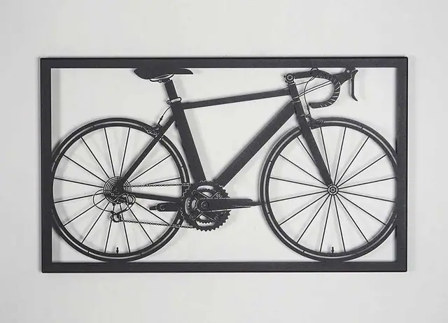 Laser-cut metal bicycle wall art
