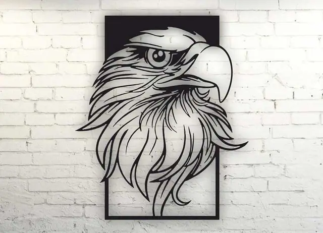 Laser-cut metal eagle wall art