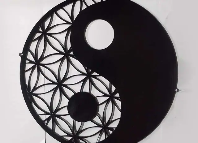 Laser-cut circular geometric metal wall art